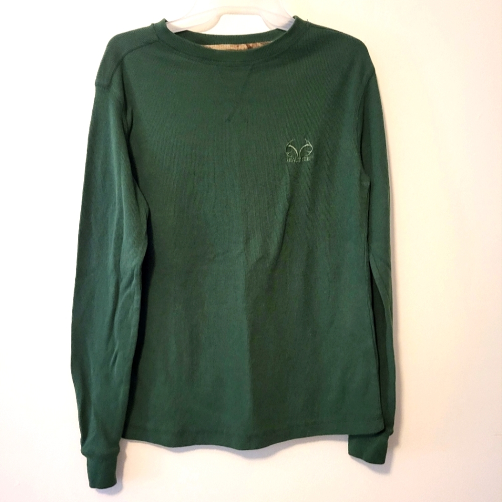 Realtree Long Sleeve Thermal Waffle Shirt Dark green size medium